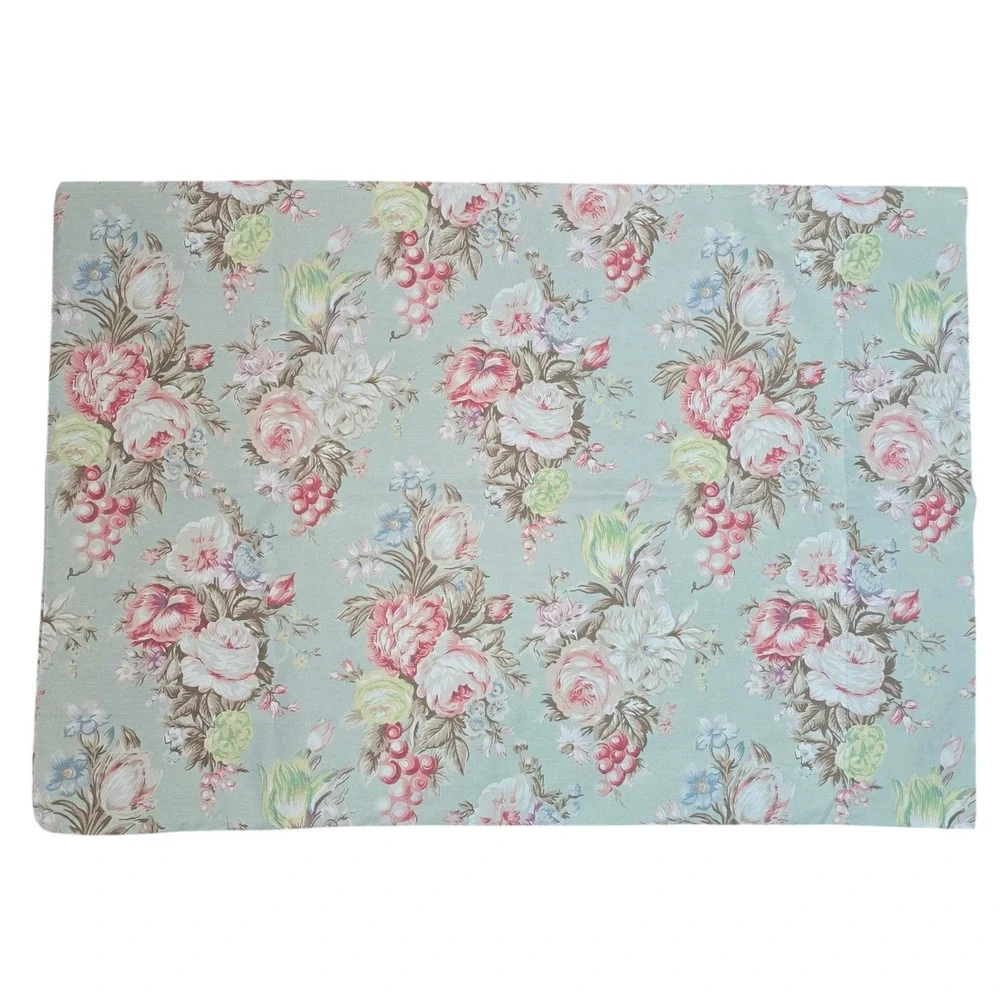Vintage Ralph Lauren Charlotte Sage Green Floral Pillowcases Standard Set of 2